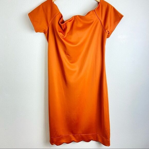 Monteau - Trendy Plus Size Scalloped Off-The-Shoulder Dress - Picture 3 of 9